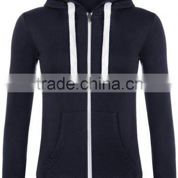65%Cotton 35%Polyester Casual Women Plain Dyed Long Sleeve Zip Custom Different Kinds of Hoodies photo-3