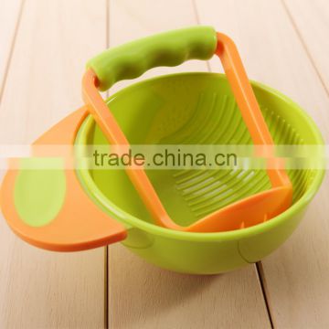 High quality 2016 Hot sale baby kid learn dishes grinding bowl handmade grinding food supplement children infant food mill