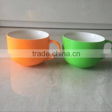 porcelain coffee cup,small coffee cups,green and orange color.