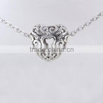 European style steling silver oxidized Heart beads