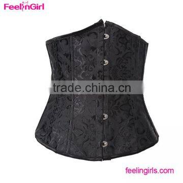 Black Tight Underbust Front Lace Up Waist Cincher Corset