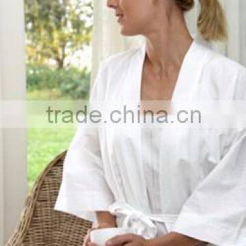 White cotton robe and dress with hemstitch and embroidery