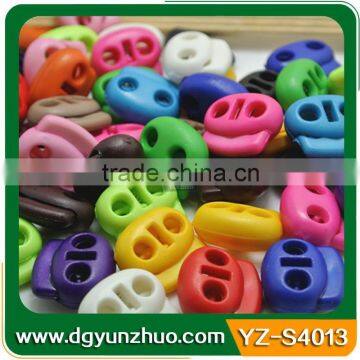 Colorful plastic buckle button with double hole, plastic bag button