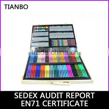 stationery set with wooden case of 214pcs wooden art case