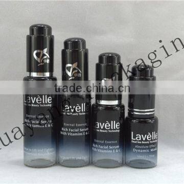 black small glass bottle with pump & spray hot stamping bottle