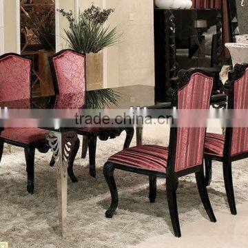 Post-modern wood & stainless steel leg dining table(LS-218)