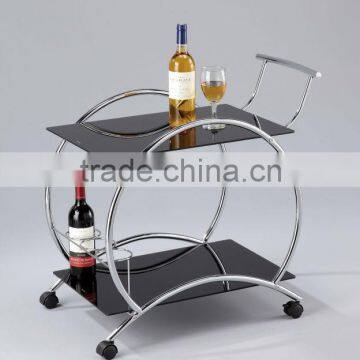 Glass Wine Serving Trolley Cart