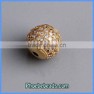 Wholesale Gold Plated Bling Bling 10mm CZ Crystal Pave Beads Metal For Bracelets Making PCZ-1003