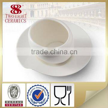 Ceramic plain white small custom espresso coffee cups cup and saucers set