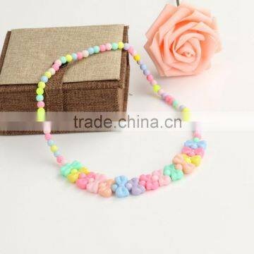 DIY jewerly sets bow flower Lace Girls colorful Bead Necklace