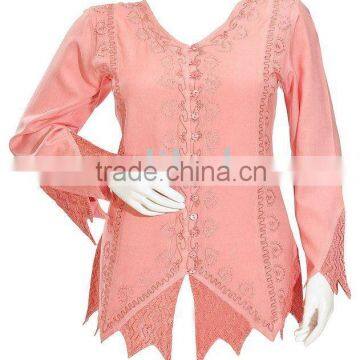 Gothic Embroidery Zig Zag Peasant Ladies~Woman~Girls Top Blouse