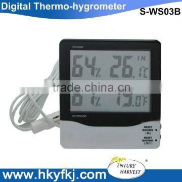 Indoor outdoor digital lcd display high low temperature humidity meter lab thermo hygrometer with sensor