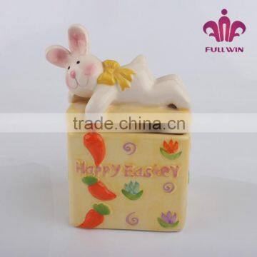 Easter Ceramic Porcelain Canister Square Ceramic Canister