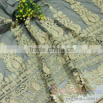 Embroidered saree border lace design 3D mesh metallic lace trim