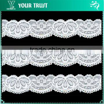 Width 3.3 Centimeter Wave White Stretch Trimming Spandex Elastic Lace