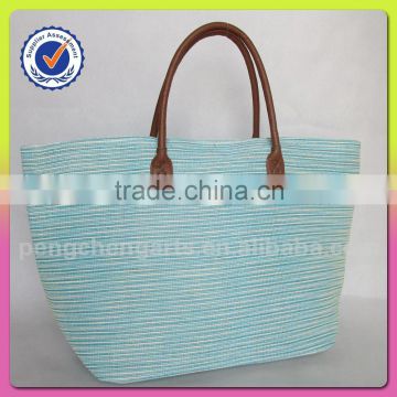 Fashion Blue Beach Bag For Paper Straw Latest Design Polyster Handbags