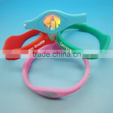 Wholesales Promotional OEM Sport Balance Energy Power Ion Silicone Wristband Bracelet Bangle