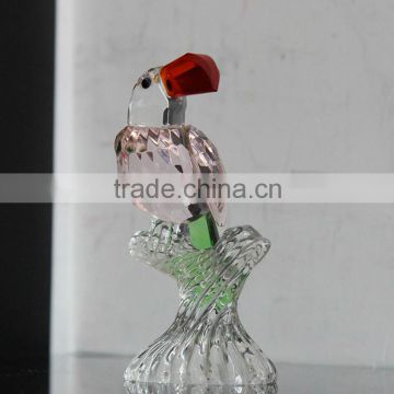 2016 wholesale clear decorative small crystal glass parrot bird