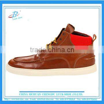 high cut brown men's casual shoe, comfortable leather casual shoe high quality, new arrived high quality casual shoe