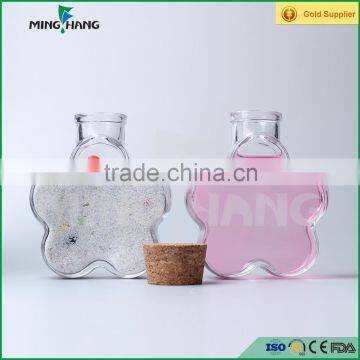 New design unique shape glass storage jar , food glass jar with cork