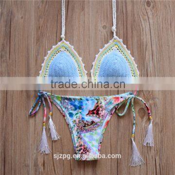 popular crochet bikinis swimwear, 2016 new design ladies sexy crochet bikini