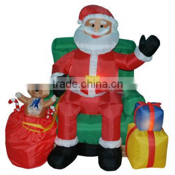 1.2 m Christmas inflatable decoration with inflatable gift bag inflatable bear Santa Claus can shake heads and hand with music