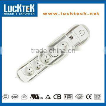 5 WAY FRENCH TYPE POWER STRIP WITH USB CHARGER