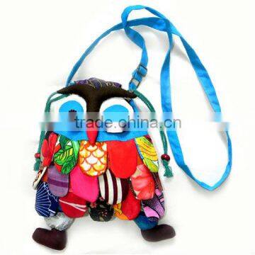 2013 Fashional wholesale cotton cute owl shoulder bag,kids messenger bag , cute animal shoulder bag