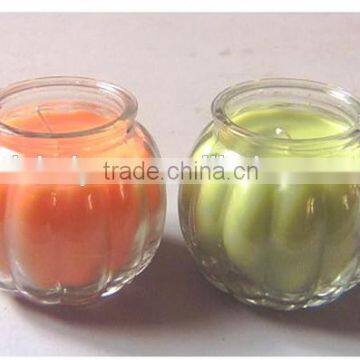 color glass jar candle