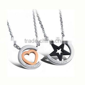 Black IP star of david rose gold heart charms stainless steel male and female symbol pendant jewelry love symbol pendant LP3024