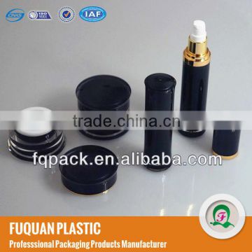 Black plastic cosmetic with black cap container set