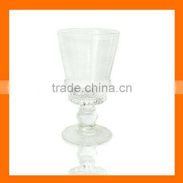 Hand blown white color wine glass with decoration,drinking glass.