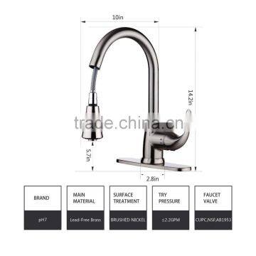 Eco-freindly Lead-free Single Handle Pull-Down Kitchen Faucet With 2-Function Sprayhead 2140 photo-2