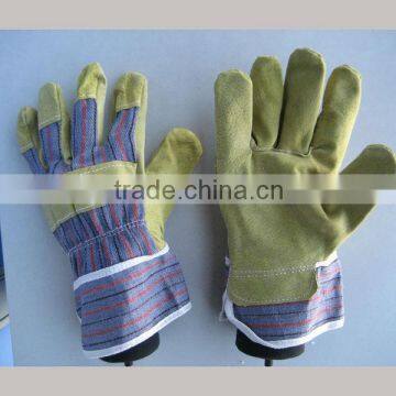 Pig split leather full palm rubberized cuff leather safety glove-3590