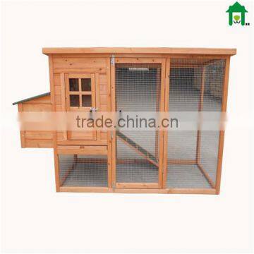 Wood chicken coop with run and nesting box