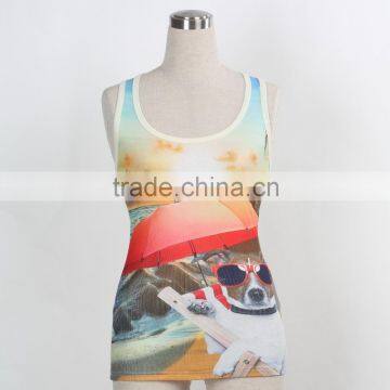 F5S15021 Printed Wholesale Ladies Tank Top Cotton Rib Waist Hot Design China Factory