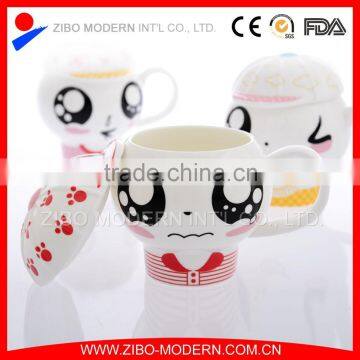 hot sell ceramic coffee mug with printing and lid