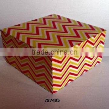 Wooden Box Painted Red & Yellow Waves