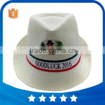 Cheap wholesales promotional custom logo band men women unisex fedora paper straw hats