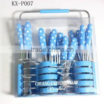 24PCS Plastic Handle Cutlery Set With PVC Box