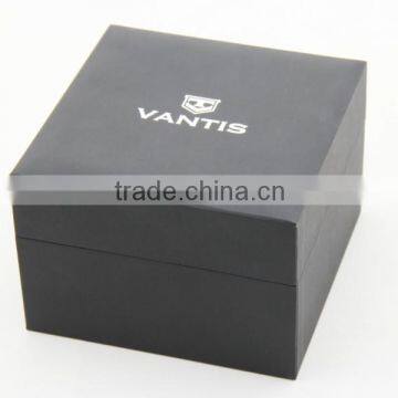 High Quality Black Plastic Paper Clamshell Watch Box Packaging With Pillow photo-2