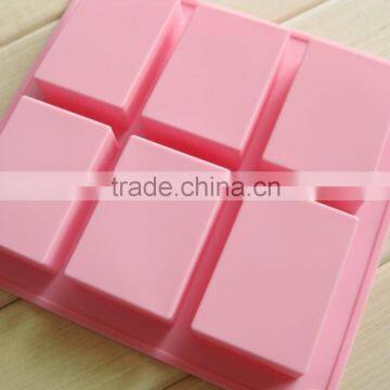 Food Grade 6 Cavitiy 8x5.5x2.5cm 110g Soap Nonstick Rectangle Silicone Forms for Soap Making photo-2