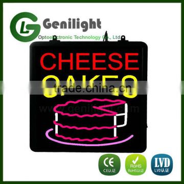 Bright Flashing Cheese Cakes Shop Open Store Animated LED Neon Sign