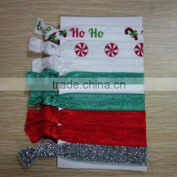 colorful christmas printed elastic band scrunchie