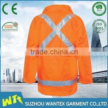 100% Polyester Working Safety Reflective Winter Windproof Man Jacket Parka With Reflector