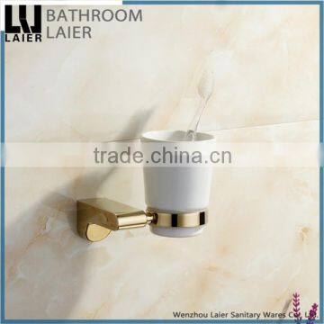 Promotional Unique And Versatile Zinc Alloy Gold Finishing Bathroom Accessories Wall Mounted Tumbler Holder