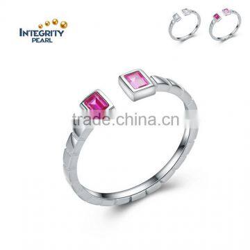 SSD040 Korea Style Red Color AAA 925 Sterling Silver Female Ring