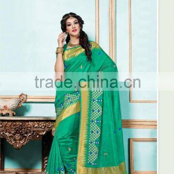 Pristine Sea Green Dhupion Silk Saree/indian wedding reception wear sarees