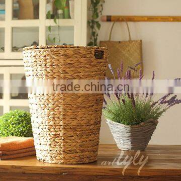 home decoration round water hyacinth storage basket with lid