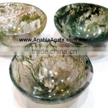 Moss Agate Bowls : Handmade Gemstone Bowls Size 50-55 mm : Agate Bowls Khambhat India